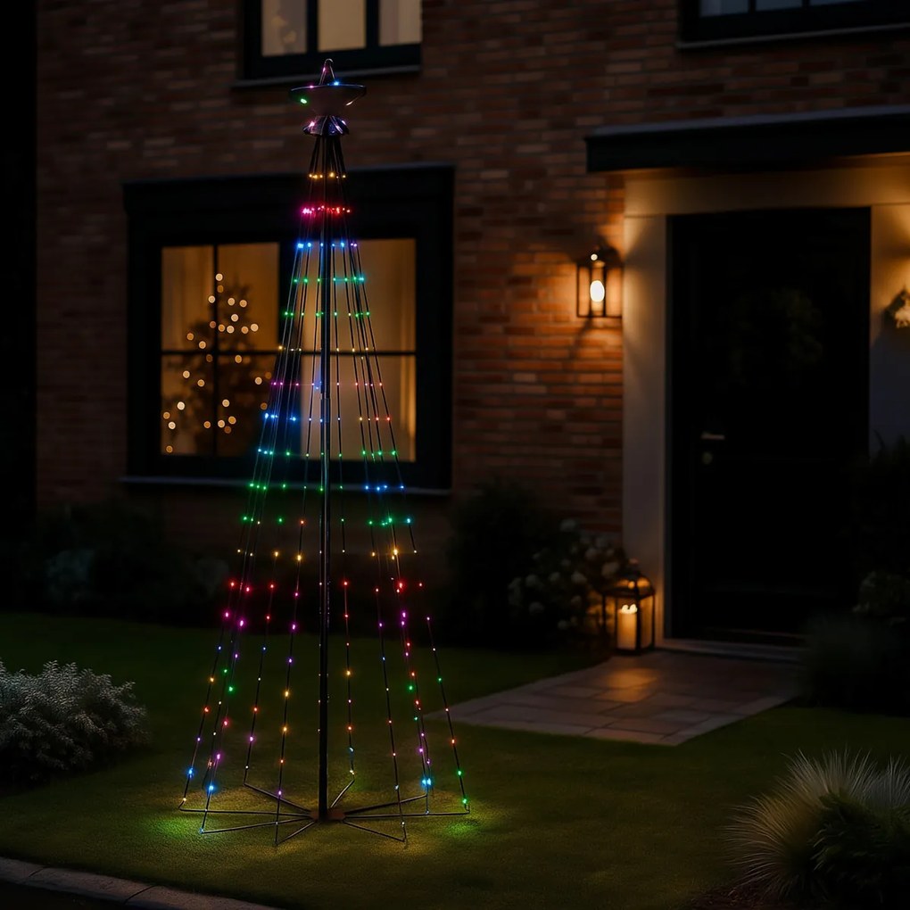 Zewnetrzna Świąteczna lampa podłogowa czarna 240 cm z LED RGB IP44 z pilotem - Nagi Oswietlenie zewnetrzne