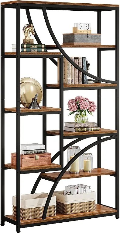 Regał na książki o wysokości 180 cm, 9-poziomowy regał industrialny Etagere, duże geometryczne regały na książki z otwartą półką