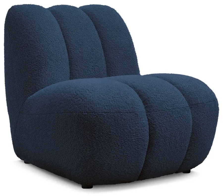 Ciemnoniebieski fotel z materiału bouclé Janissaire – Bobochic Paris