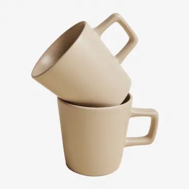 Zestaw 2 Filiżanek Do Kawy 31 Cl Z Kamionki Marlena Beige Migdałowa - Sklum