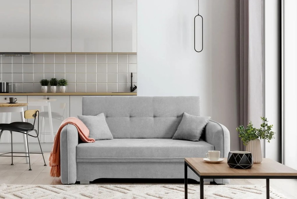 Sofa rozkładana z funkcją spania LAINE jasnoszara ELTAP