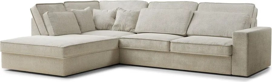 Szarobeżowy narożnik z tkaniny szenilowej (lewostronny/w kształcie litery L) Kirou – Maison de Rêve