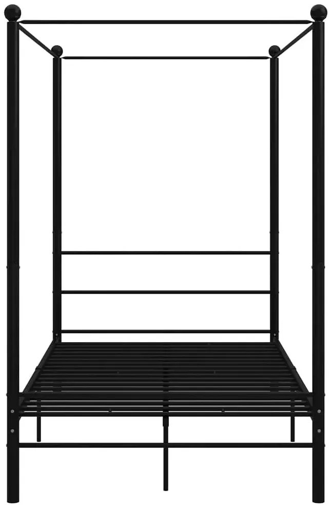 Czarne łóżko z baldachimem z metalu 120x200 cm - Aveiro
