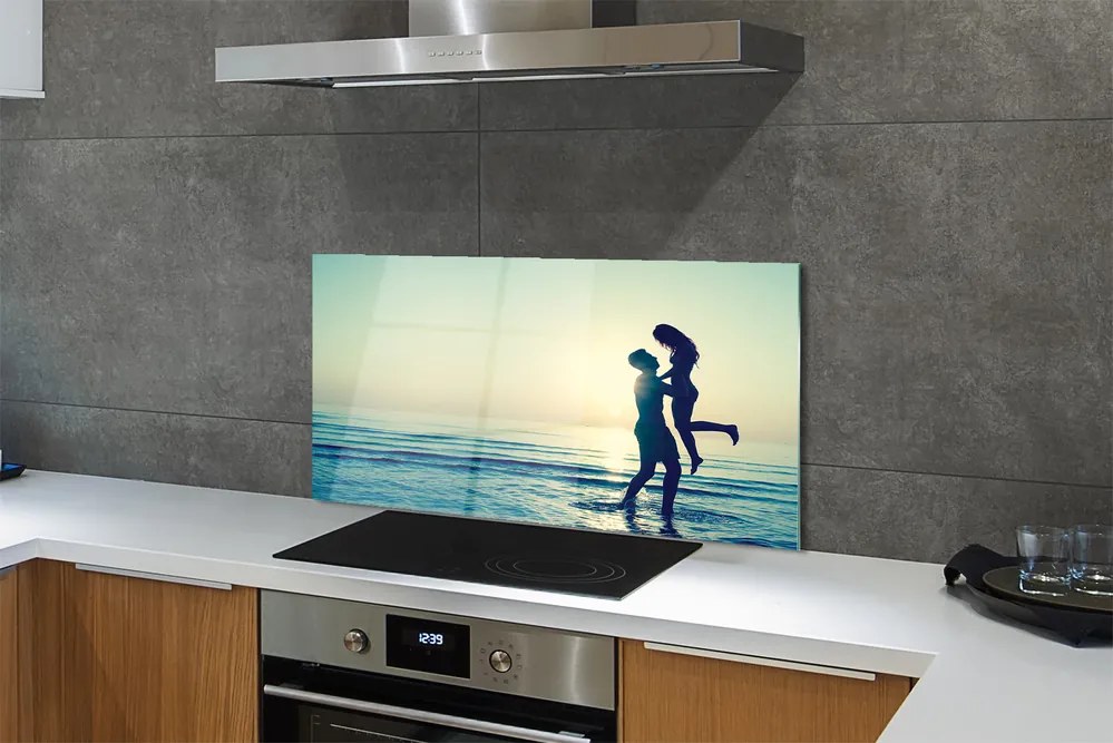 Panel szklany do Kuchni Ludzie nad Brzegiem Morza