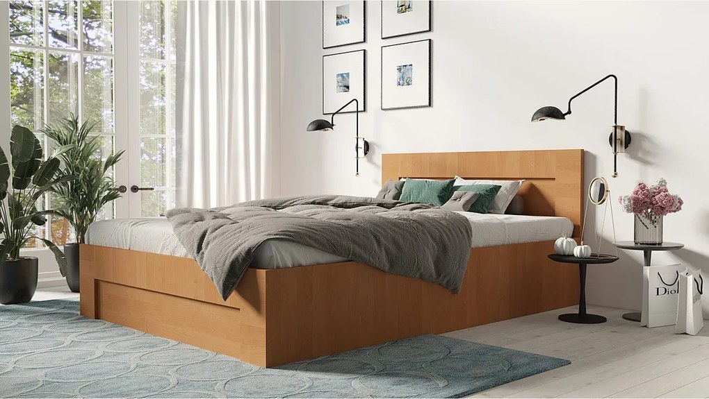 Łóżko 160cm x 200cm Otwierane z boku | OLCHA | Pojemnik + Stelaż