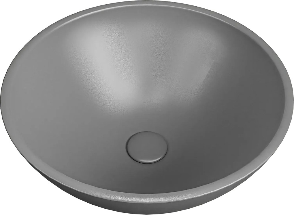 Umywalka ceramiczna nablatowa okrągła szara matowa bez otworu na baterię 32 cm MALO Grey z powłoką easy clean