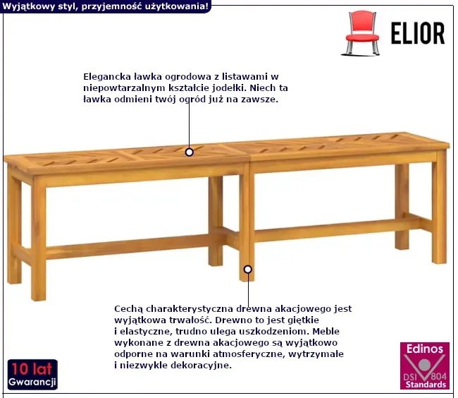 Ławka ogrodowa z litego drewna akacjowego - Tremor