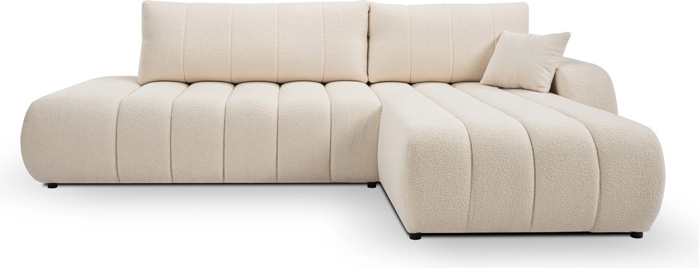 Masseno Narożnik GIOIA z funkcją spania i pojemnikiem na pościel Narozniki L, Rozkładana sofa - Kremowy, LAMBI 8