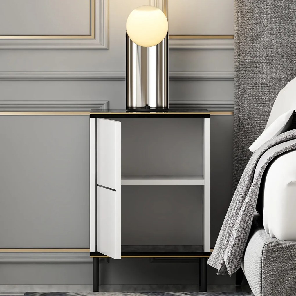 Stolik nocny Imaj White Marble