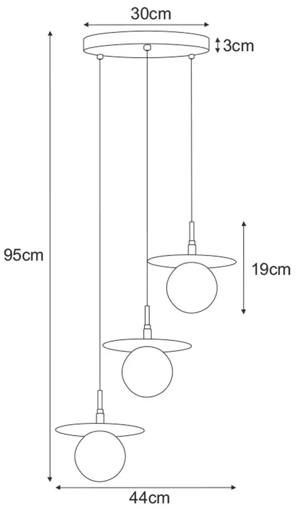 Potrójna nowoczesna lampa wisząca z ruchomymi kloszami - 9X A696 W1-M55