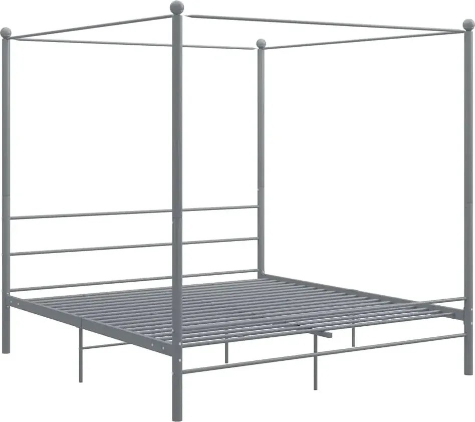 Szare metalowe łóżko rustykalne 180x200 cm C6-E92