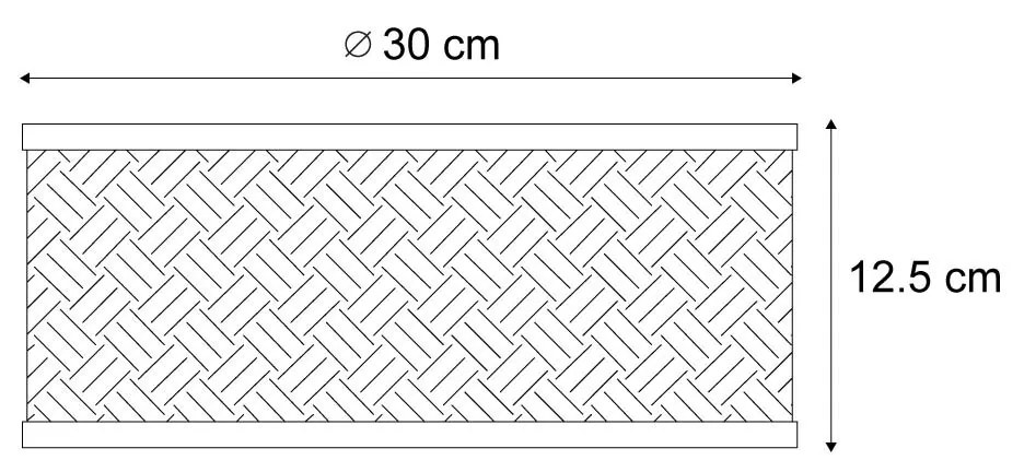 Orientalna lampa sufitowa z rattanu z czarnym wykończeniem 30cm - Tremmo