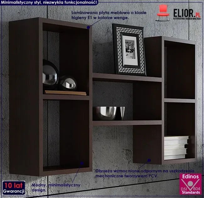 Półka ścienna Fremont, 2X - wenge