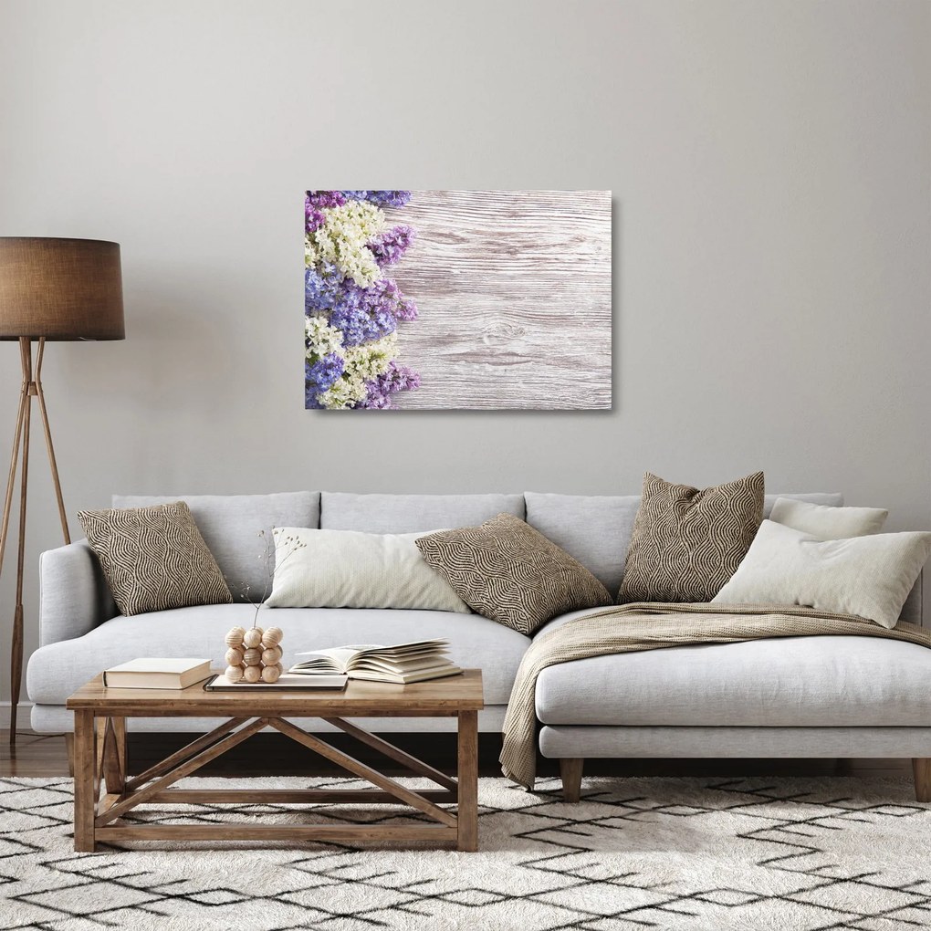 Obraz na szkle bzu na drewnie (70x50 cm)