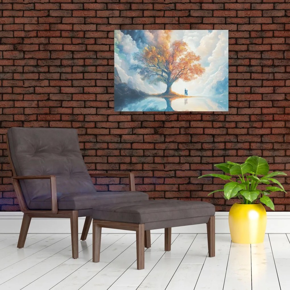 Obraz na szkle – Drzewo życia i miłości (70x50 cm)