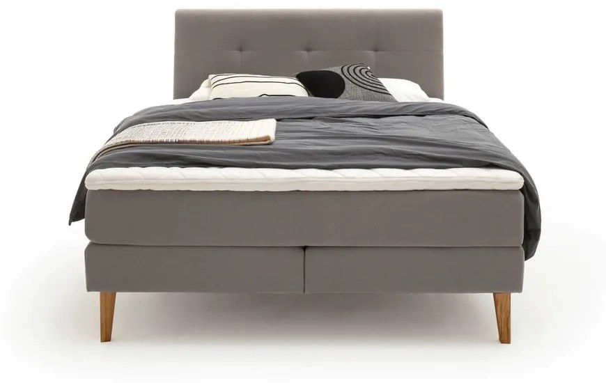 Jasnoszare łóżko boxspring 160x200 cm Stockholm – Meise Möbel