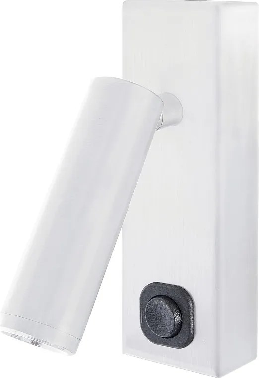 Kinkiet TOSACANA o nowoczesnym i wszechstronnym stylu - Wysoko?? 14 cm - 3W SMD LED - 200 lm i 3k - 90° i 180° - w??czanie i wy??czanie - IP20 - stal i biel