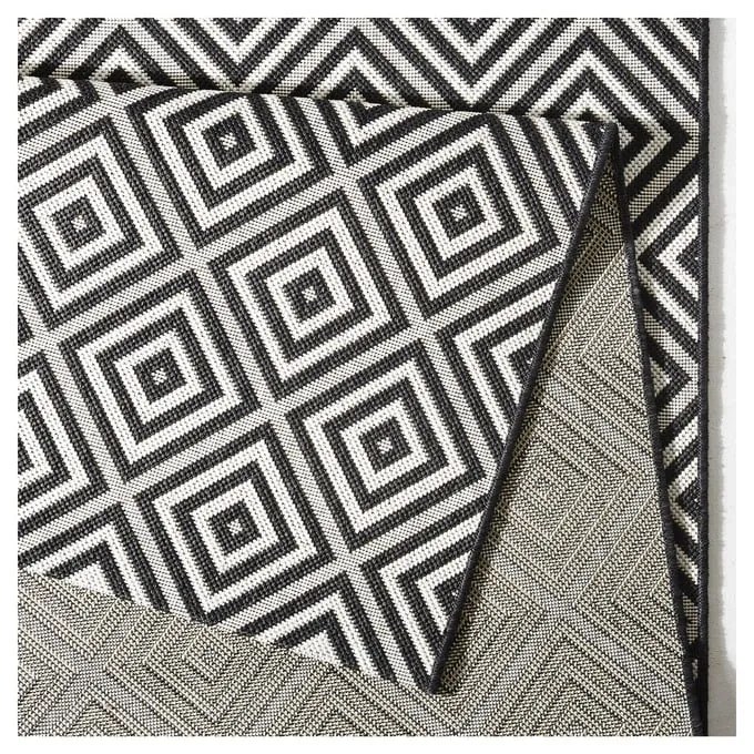 Czarno-biały chodnik odpowiedni na zewnątrz NORTHRUGS Karo, 80x200 cm