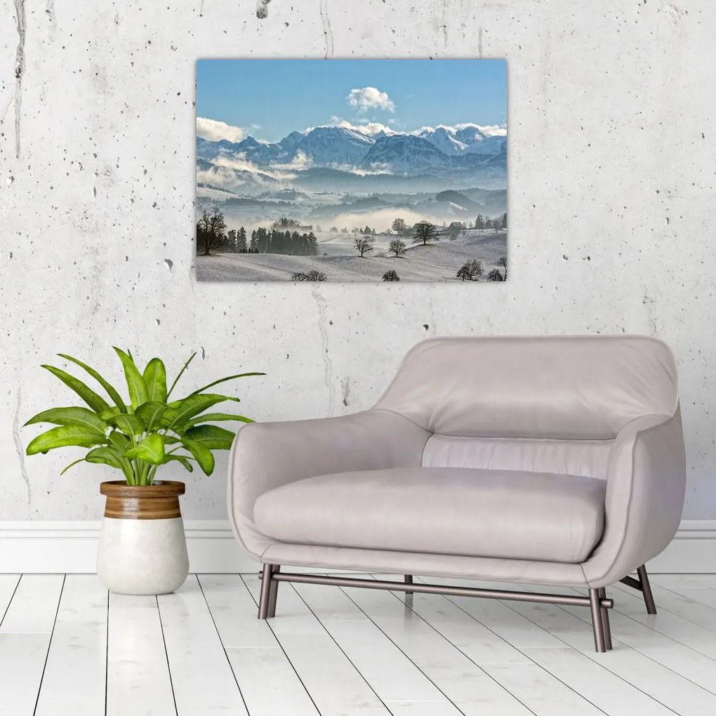 Obraz ośnieżonych gór (70x50 cm)