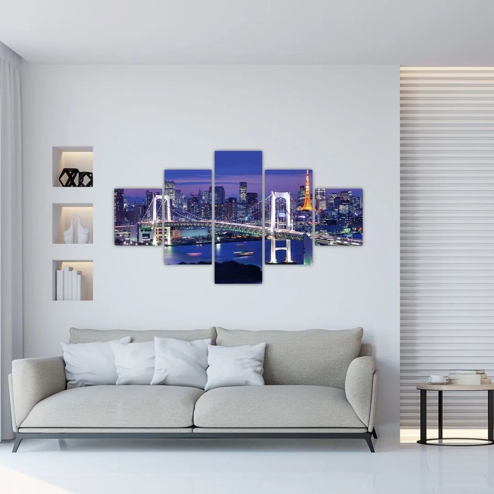 Obraz wielkiego miasta nocą (125x70 cm)