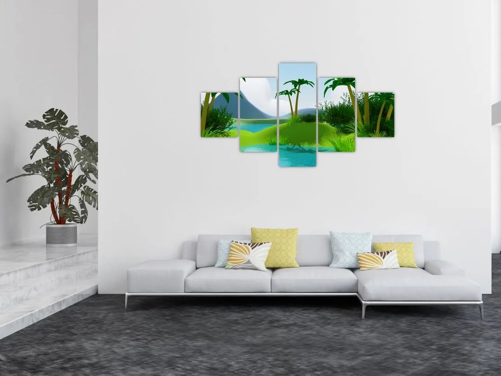 Obraz - Jeziora w dżungli (125x70 cm)