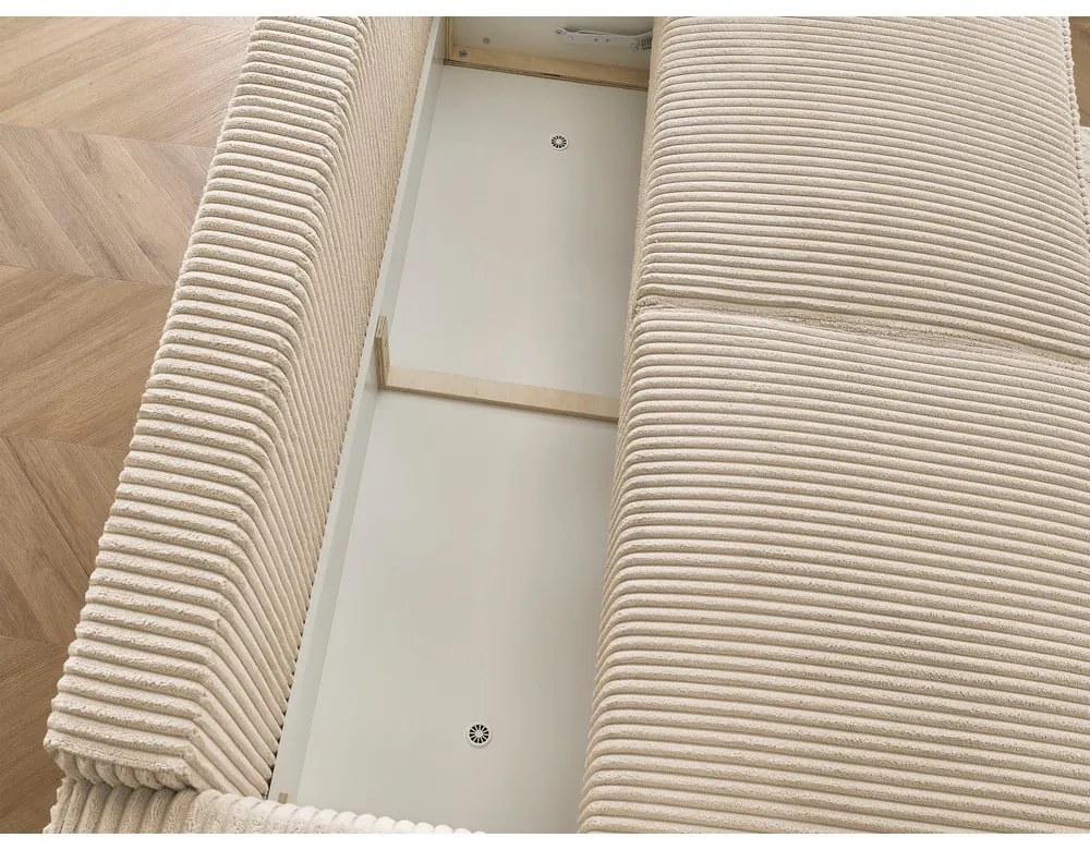 Jasnobrązowa sztruksowa rozkładana/ze schowkiem sofa 244 cm Chelsea – Bobochic Paris