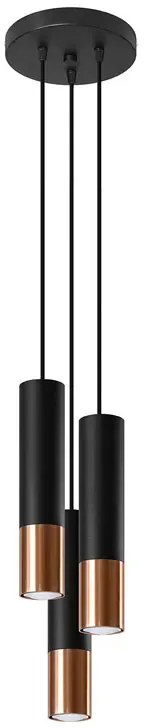 Czarno-miedziana lampa wisząca 3 tuby R4-K91