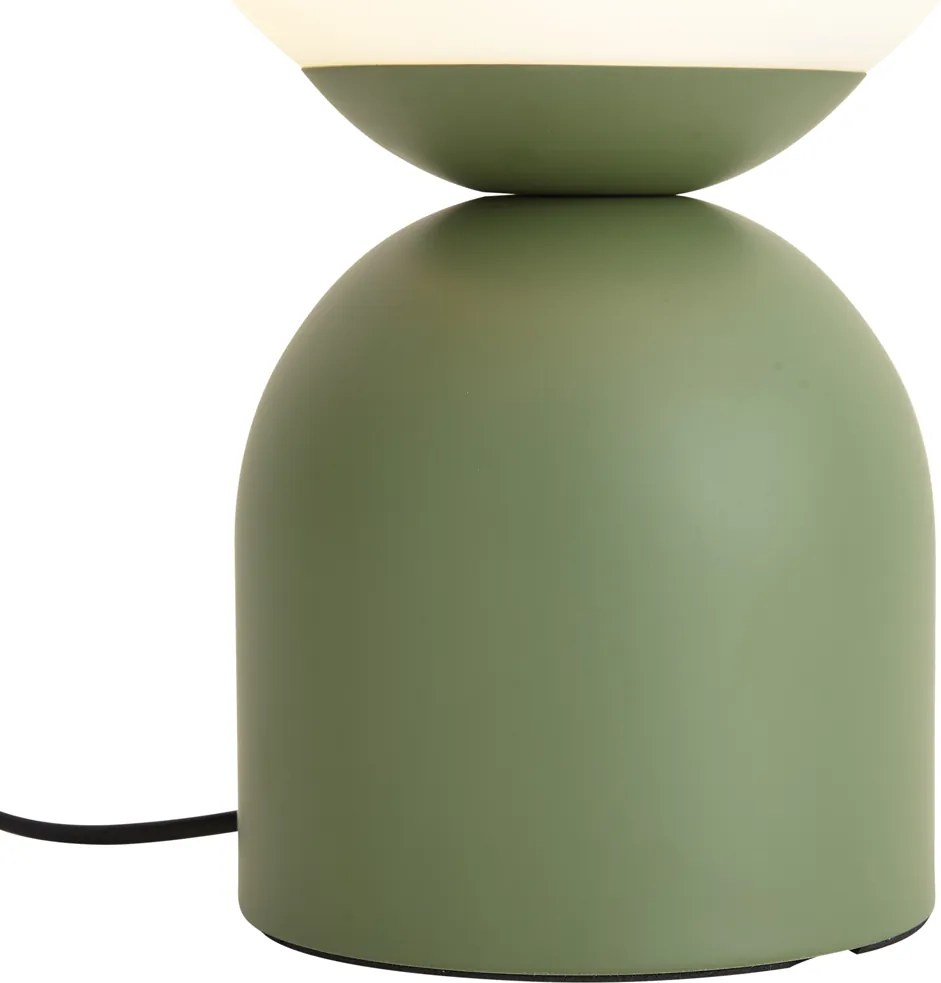 Lampa stołowa Hotel Chic zielona ze szkłem opalowym - Pallon Trend