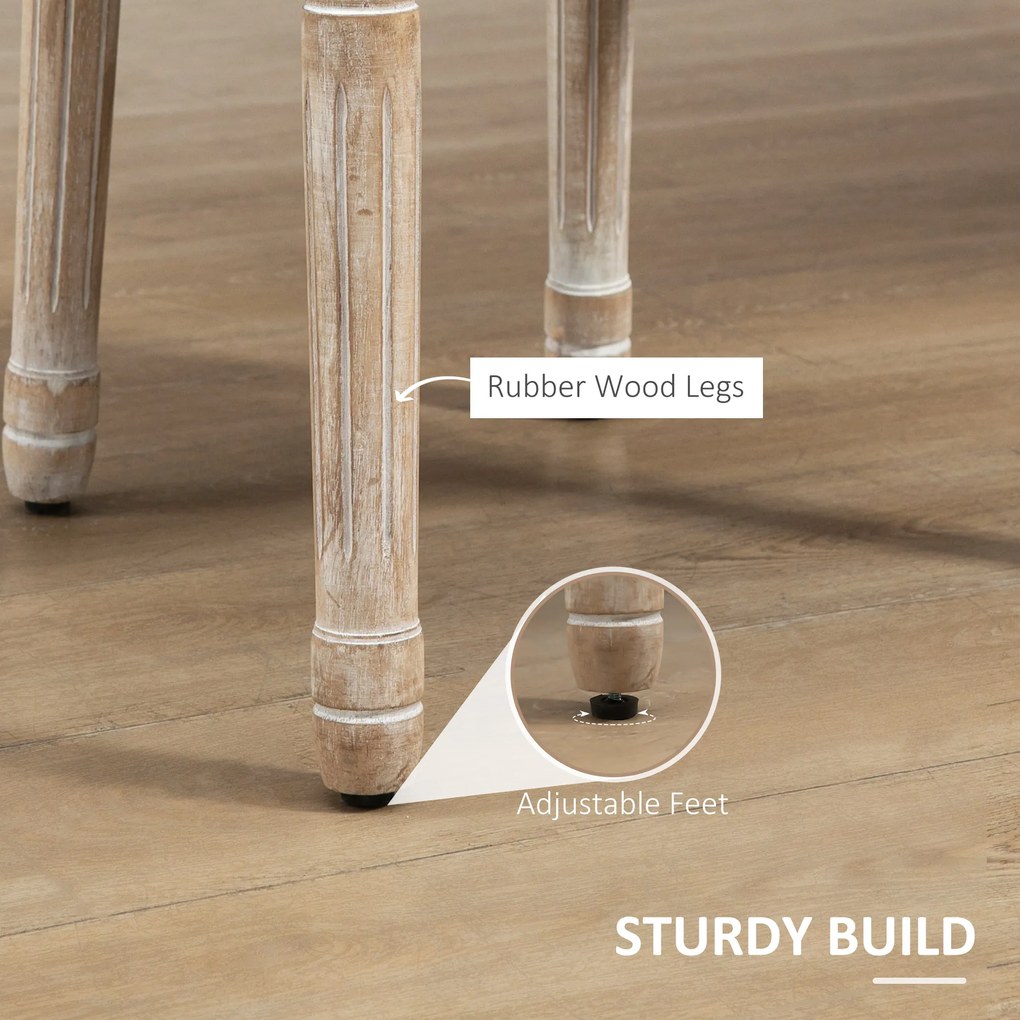HOMCOM Zestaw 2 Krzeseł do Jadalni - Szare Krzesła Aksamitne z Pikowaniem i Drewnianymi Nogami. Klasyczny Design i Komfort | Aosom PL