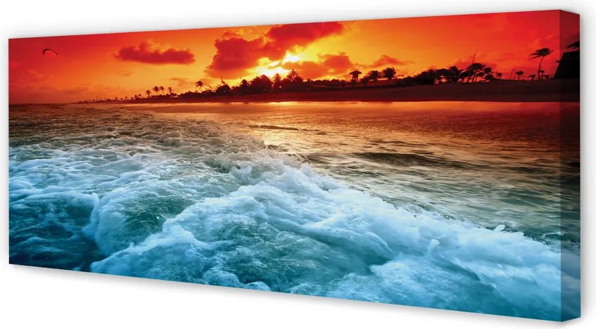 Obraz na płótnie Morze i Drzewa o Zachodzie