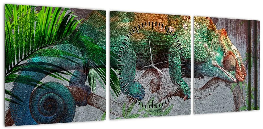 Obraz - Kameleon (z zegarem) (90x30 cm)