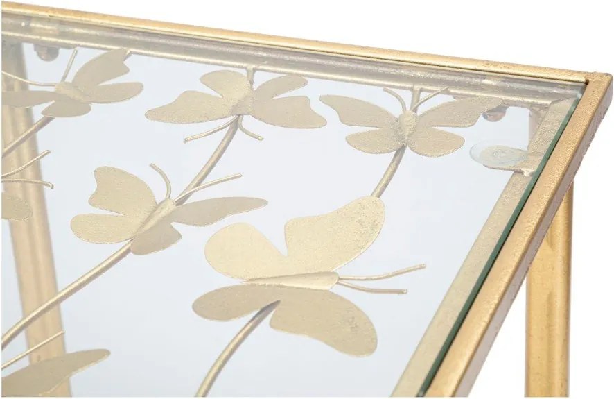 Konsola w biało-złotym kolorze ze szklanym blatem 35x100 cm Butterflies – Mauro Ferretti