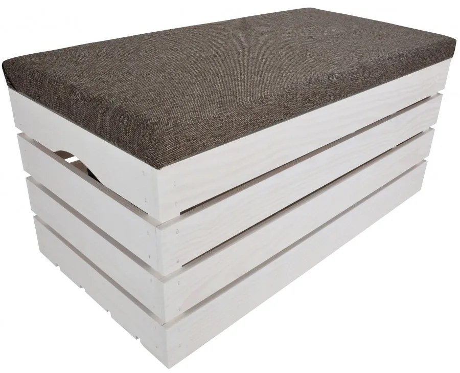 Pufa kufer skrzynia drewniana sosnowa siedzisko 80cm malowana biała