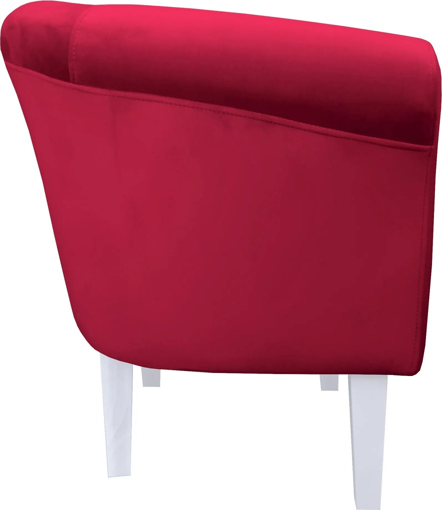 Fotel Milo tkanina Welur wygodny fotel tapicerowany do salonu i sypialni : Kolor nogi - Biała, Kolor tkaniny - VELVET - MG31, Wysokość nogi - 20 cm