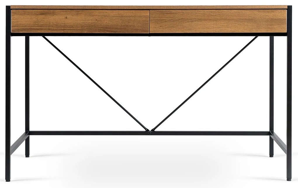 Biurko do Gabinetu z Szufladami ALLY 123 cm Orzech/Czarny Nowoczesne Loft