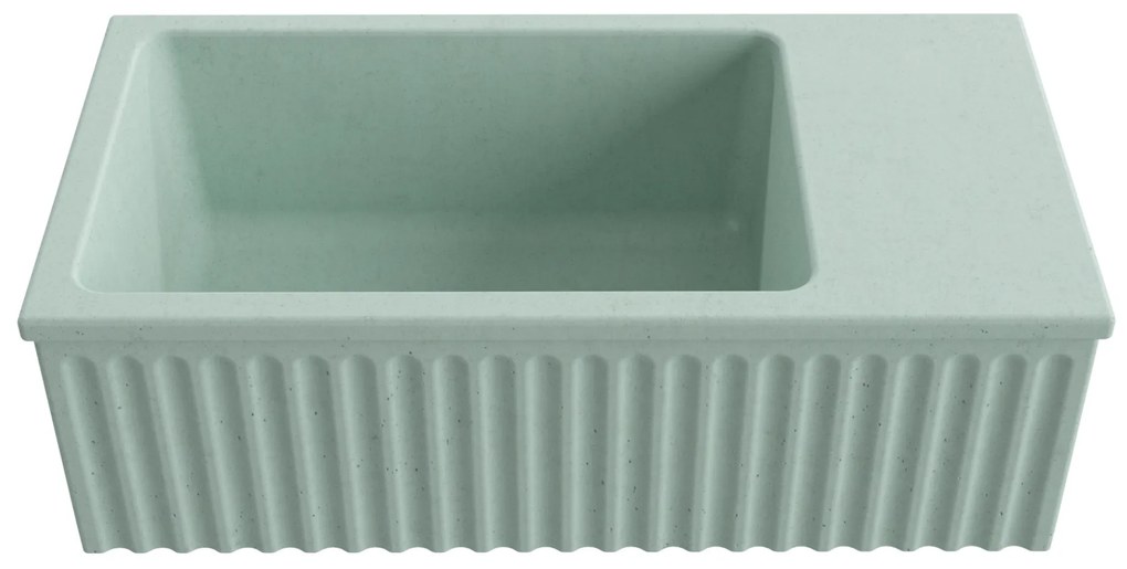 Umywalka betonowa ryflowana nablatowa / wisząca prostokątna 60 x 30 cm WELLE | różne kolory : Kolor - Miętowy, Typ montażu - podwieszana