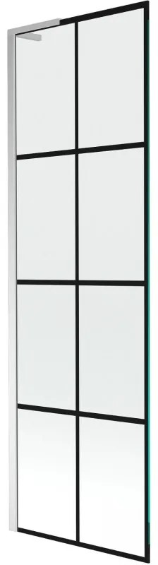 Mexen Next L parawan nawannowy 1-skrzydłowy 60 x 150 cm, czarna kratka, chrom - 895-060-000-03-77-01