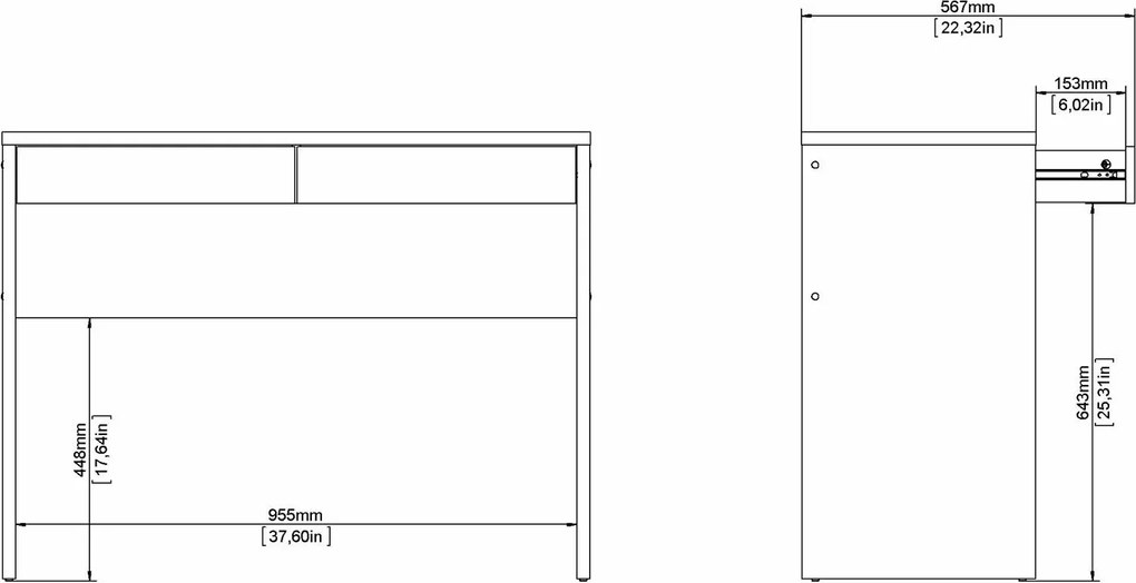 Biurko z 2 szufladami Function Plus 100 cm jackson hickory