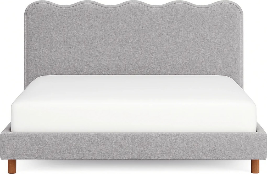 Łóżko Tapicerowane 160x200 cm IZMIR ze Stelażem Dwuosobowe Boucle Szare
