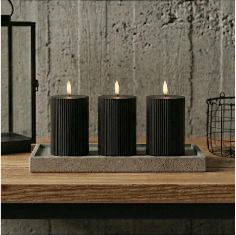 Zestaw 3 szt. świec LED BRILLO LED/2xAA 12,5 cm, czarne, z pilotem