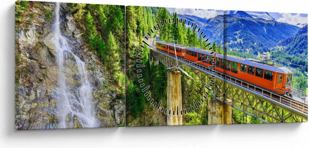 Obraz - Matterhorn, Zermatt, Wallis, Szwajcaria (z zegarem) (90x30 cm)