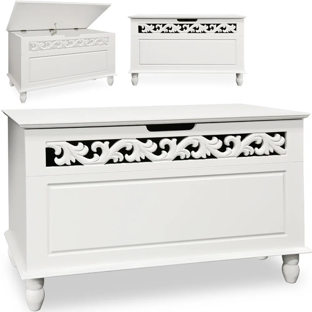 Casaria Skrzynia drewniana JERSEY, 80x40x48cm, biała