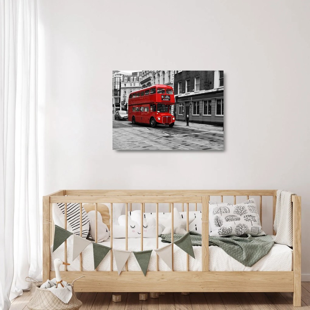 Obraz na szkle - Londyn z autobusem (70x50 cm)