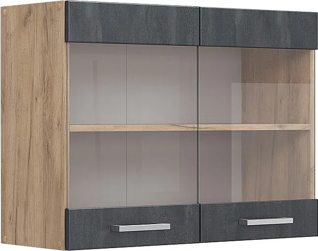 Szklana szafka kuchenna czarny beton 80x31x60 r-line