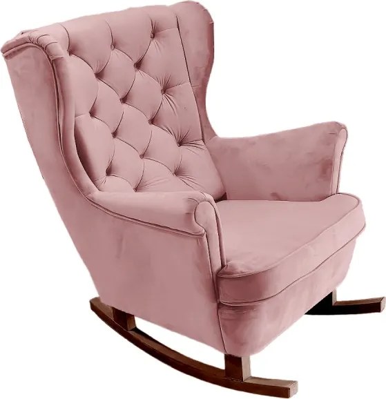 Fotel USZAK bujany tapicerowany z podłokietnikami, kolor Różowy tkanina MAGIC VELVET