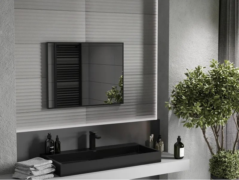 Mexen Loft lustro łazienkowe prostokątne 80 x 60 cm, rama czarna - 9852-080-060-000-70
