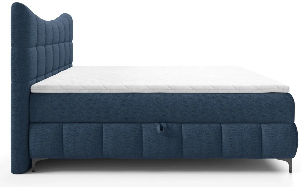 Granatowe łóżko kontynentalne z pojemnikiem 5 rozmiarów A5-M35