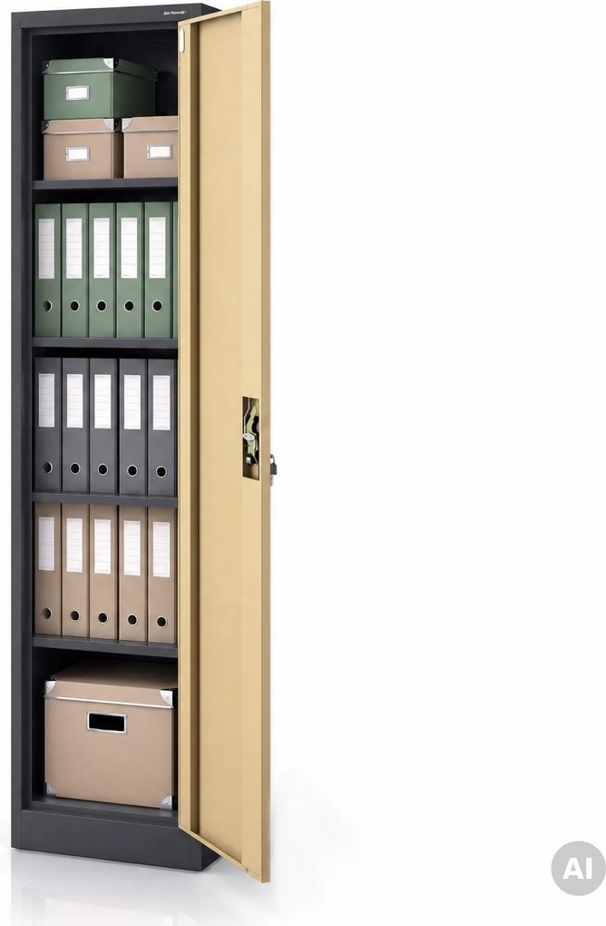 Szafa biurowa metalowa na akta antracytowa/orzech, 450x1850x400 mm: ALEX Eco Design