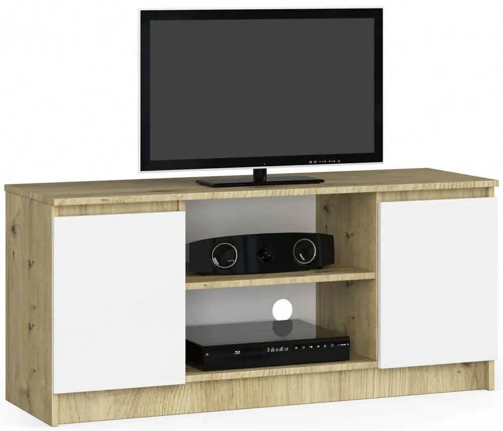 Szafka pod telewizor dąb artisan + biały - Galapi 5X 140 cm