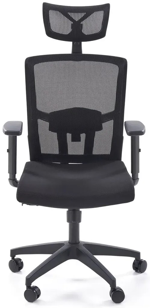 Czarny ergonomiczny fotel obrotowy z regulowanym zagłówkiem - Kenzo